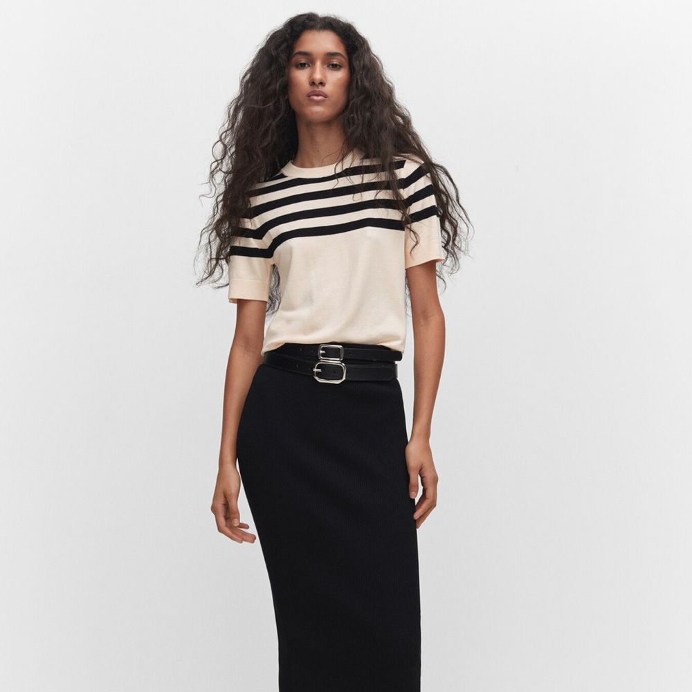 MANGO - STRIPED - SHORT-SLEEVED - SWEATER